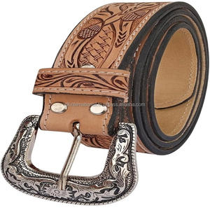Cinturón de cuero de vaca tallado Vintage de gama alta Unisex, hebilla de aleación personalizada, Rosa pequeña en relieve para hombre, tejido extendido para exteriores - Product Image 3