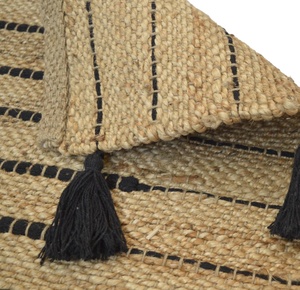 Tapis de chevet en jute Beau tapis Tapis de chambre à coucher Tapis unique avec boucles noires pour une décoration intérieure élégante - Product Image 3