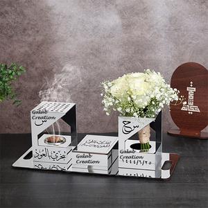 Nuevo juego de quemador bakhoor acrílico de madera y plata con florero a precio de mayorista por ZAM IMPEX - Product Image 3