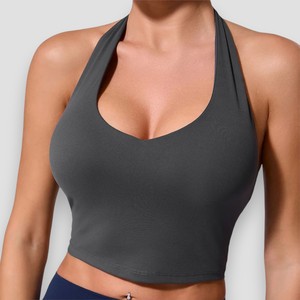 Sujetador deportivo de alto soporte para mujer, con cuello Halter Sujetador deportivo, soporte medio, realce de espalda abierta, gimnasio, Fitness, Yoga, entrenamiento, ropa interior, mayorista - Product Image 3