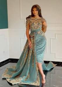 Nouveau Lehenga Choli élégant brodé à la main pour 2024 mariages Karakou avec perles de verre cristal pierre Dabka travail longue robe de piste - Product Image 2
