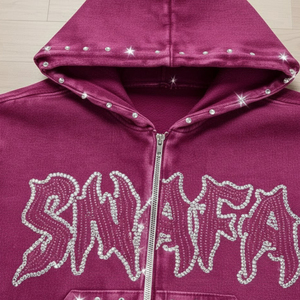 Nueva llegada, ropa de invierno cálida, chándal con pedrería, logotipo personalizado de alta calidad, chándales de algodón transpirable con pedrería para hombre - Product Image 3