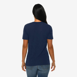Camiseta Personalizable Ecológica y Transpirable para Mujer, de Algodón Jersey Azul, con Logotipo Bordado, Botones con Diamantes, Cuello Redondo - Product Image 5