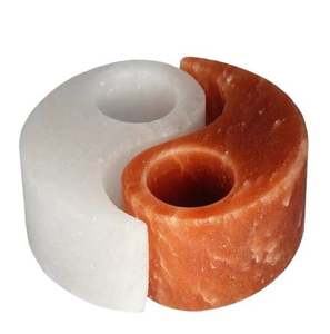 Paire de bougeoirs Ying Young rose et blanc fabriqué dans l'himalaya pour les entreprises Ying Yang-Sian - Product Image 2