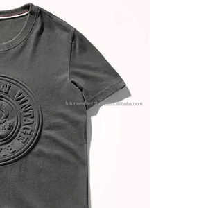 2025 hommes bio 100% coton impression 3d gaufrage T-shirts graphique personnalisé Logo en relief t-shirt - Product Image 4
