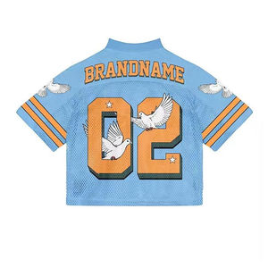 New Custom Over Sized Sublimation Boxy <b>Cropped</b> Print Cut and Jersey <b>Men</b> Mesh Street Wear Mesh American Football Jersey All Sizes - Product Image 6