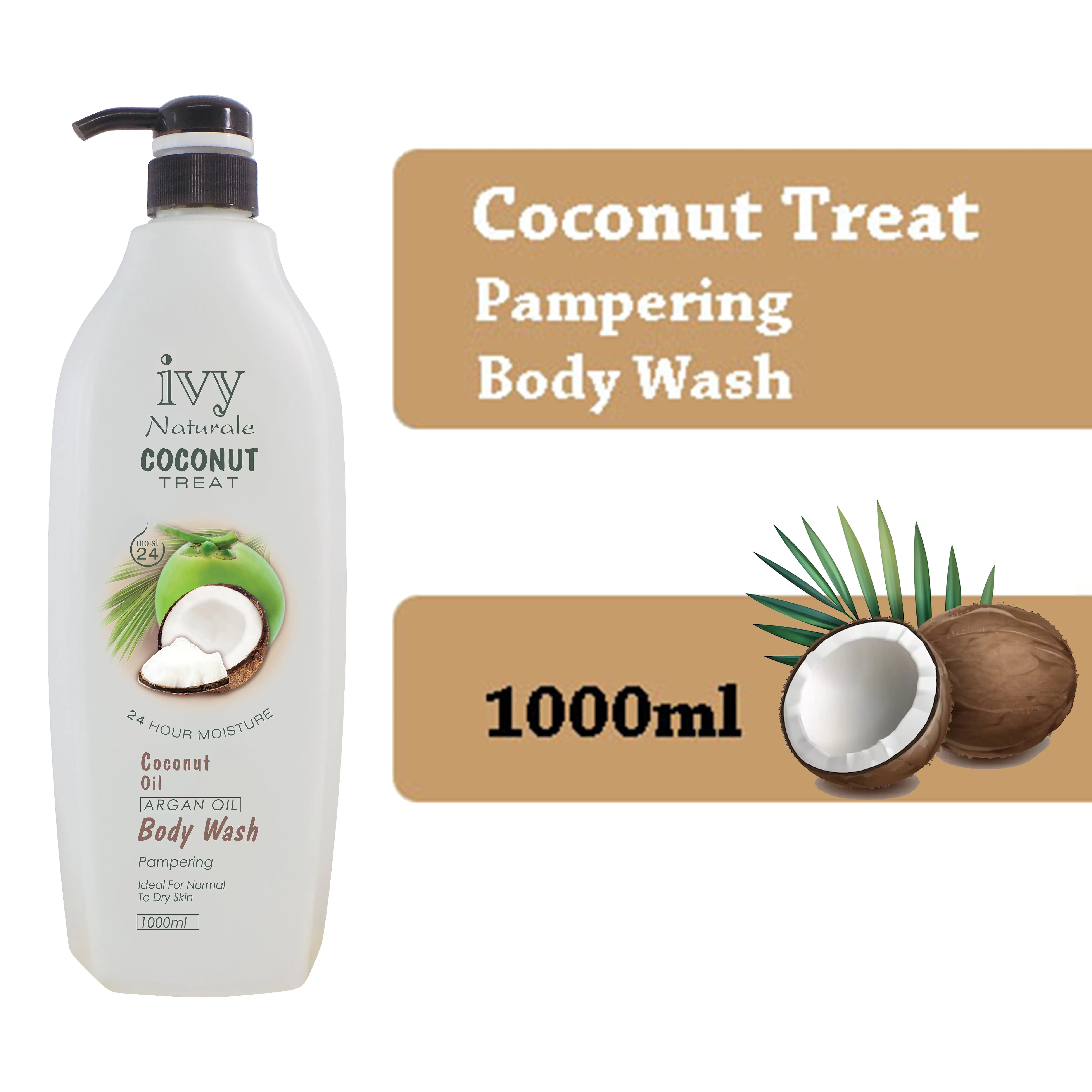 Natürlicher feuchtiger Ivy 24-Stunden 1.000ml Kokosnussöl Körperwäsche Malaysia OEM-Fabrik