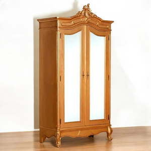 ตู้เสื้อผ้าไม้สักงานทำมือทันสมัยหรูหราพร้อมประตูกระจกแกะสลักลายแบบพรีเมี่ยมสำหรับเฟอร์นิเจอร์ห้องนอนและอพาร์ทเมนต์ - Product Image 2