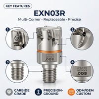 EXN03R Fraise en bout à verrouillage fileté double face CNC avec refroidissement interne LNMU0303ZR-OEM d'avance rapide à quatre coins et ODM personnalisable