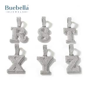 Venta al por mayor personalizado 925 plata y oro blanco plateado 3D letras de La Baguette estilo Hip Hop colgante Moissanite en diseño de letras de la A-Z - Product Image 3