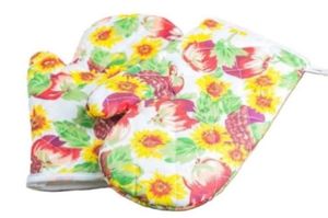 100% mitaines de four en coton biologique pliable et réutilisable motif imprimé écologique personnalisé pour les mitaines de cuisine BBQ - Product Image 5