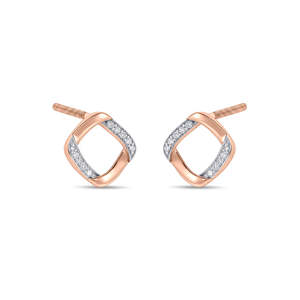 Geometric Vintage 14k Gold Plated <b>Square</b> <b>Diamond</b> <b>Earrings</b> for Wedding Engagement Anniversary - Product Image 4