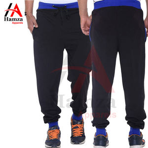 Stylish Black <b>Men's</b> High Waist <b>Pants</b> Comfortable Cotton Blend 180 GSM featuring Drawstring Closure Side Pockets for Casual Wear - Product Image 3