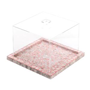 Stainless Steel Tray Chocolate Serving Tray Dessert Serving Tray Set Of 2 Factory <b>Sale</b> Ramadan Eid Gift Round Acacia Wood Handle - Product Image 5