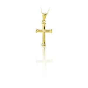 14K Solide Tri Couleur Or Simple Croix Tendance Charme Pendentif Religion Collier Fine Bijoux pour Femmes Fabriqué en Turquie - Product Image 1