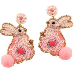 Boucles d'oreilles clous de mode élégantes et stylées, au design unique et fantaisie, brodées de perles, faites à la main, de haute qualité, pour le jour du match de pickleball - Product Image 2