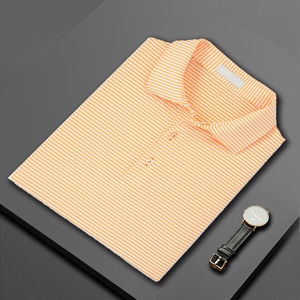 Logo brodé personnalisé lait soie évacuation de la sueur séchage rapide polo de golf rayé pour hommes t-shirt pour hommes - Product Image 3