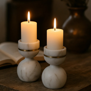 Candelabro de Mármol de Lujo con Anillo de Latón Dorado, Portavelas Decorativo Hecho a Mano para Centros de Mesa de Decoración Moderna para el Hogar - Product Image 5