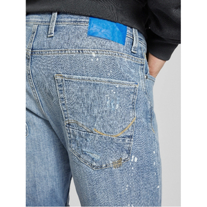 กางเกงขาสั้นผ้ายีนส์สำหรับผู้ชายกางเกงขาสั้นทรงตรงสไตล์สตรีทแวร์ผ้าคอตตอนฟอกสีเข้มสำหรับผู้ชาย - Product Image 5