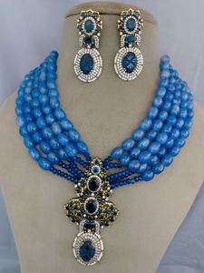 ชุดเครื่องประดับเพชรแบบอเมริกันพรีเมี่ยมพร้อมสร้อยคอและต่างหูที่ทำขึ้นอย่างประณีตเหมาะสำหรับเจ้าสาวและโอกาสในงานเทศกาล - Product Image 3