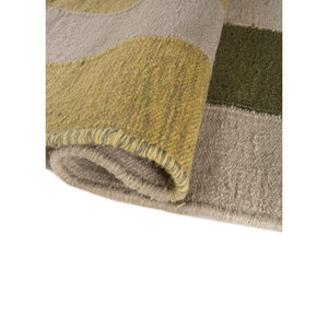 พรมขนสัตว์ลายตารางหมากรุกสีเทาดำ รุ่น ADWL-1314 ลายเส้นนามธรรม รูปทรงสี่เหลี่ยมผืนผ้า สำหรับห้องนั่งเล่นในบ้าน ทำจากปอกระเจา - Product Image 2