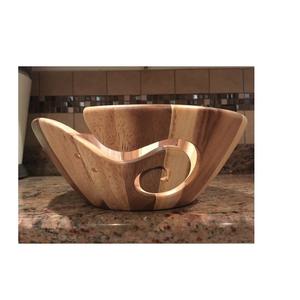 Cuenco de hilo de madera grande, decoración de mesa de gran venta y soporte de hilo de regalo, cuenco de almacenamiento de ganchillo de color marrón polvoriento hecho a mano - Product Image 4