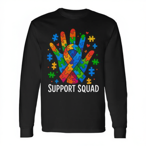 T-shirt a maniche lunghe per la consapevolezza sull'autismo, T-shirt promozionale Support Squad - Product Image 2