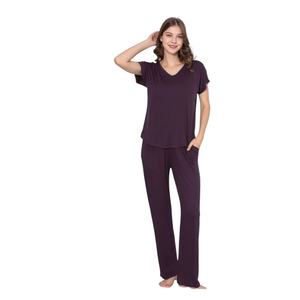 Ensemble de pyjama en viscose pour femmes, confortable pour se détendre à la maison, vêtements de nuit, chemise de nuit courte, tunique courte, doux et respirant - Product Image 2