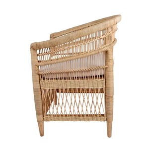 Chaise baril en rotin naturel tissé à la main avec coussins Fauteuil Boho moderne pour intérieur et extérieur - Product Image 3