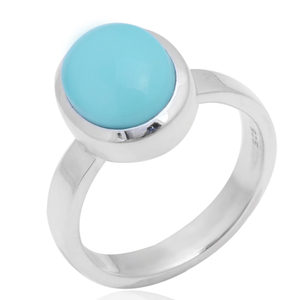 Cadeau de noël Turquoise naturelle 11x9mm pierre précieuse ovale 925 bague en argent 5.36 Gms Sleeping Beauty Cabochon bagues en argent bijoux - Product Image 1