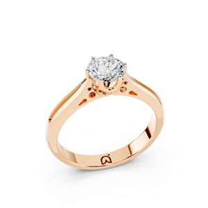 Bague de fiançailles en diamant de laboratoire rond de 1,00 carat de luxe, or 14 carats, solitaire, bague de promesse de mariage - Product Image 2