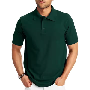 Polo de manga corta para hombre, estilo casual elegante, color liso, con logotipo personalizado, calidad premium, venta al por mayor, corte regular, color negro. - Product Image 5