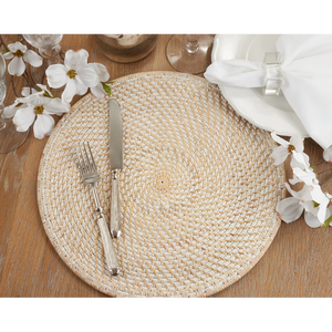 Manteles Individuales redondos hechos a mano para boda, Material de mimbre ecológico, de diseño moderno, marrón, cargador de mimbre - Product Image 6