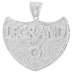 Colgante de Plata de Ley con Moissanita Blanca/Amarilla de Corte Brillante Natural Personalizado, Amuleto de Fiesta del Zodíaco Tauro Legrand para Hombre - Product Image 2