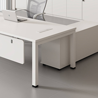 Bureau de direction moderne en forme de L avec armoire latérale, bureau de direction de luxe blanc pour la salle du PDG