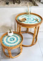 Hochwertiger Anpassbarer Moderner Design Naturrattan Beistelltisch Runder Beistelltisch Möbel für Wohnzimmer Hergestellt in Vietnam