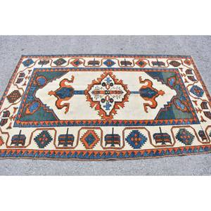 Alfombra Kilim Beige Naranja 4,4x7 pies Alfombras turcas - Product Image 3