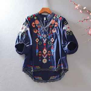 เสื้อเบลาส์สำหรับสาวออฟฟิศปักลายโบฮีเมียนสำหรับชายหาดแขนยาวสำหรับ2022 - Product Image 4