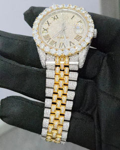 Igi นาฬิกาผู้ชายสายอะนาล็อก VVS Moissanite สแตนเลสสีขาวทองสไตล์สปอร์ตอัตโนมัติ - Product Image 5