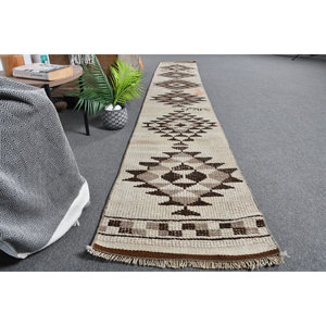 Vintage 18x11.7ft Turkish Bohemian Area <b>Rug</b> Beige Brown Patchwork Wool Latex Backing Classic Large Rectangle Hallway Design <b>Boho</b> - Product Image 4