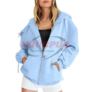Nueva Llegada Sudadera con Capucha 100% Algodón para Mujer en Diferentes Colores con Diseño de Cierre y Bolsillos, Altamente Recomendada, Precio al por Mayor - Product Image 3