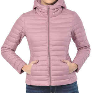 Veste matelassée légère rose clair pour femme, manteau d'hiver à capuche, coupe ajustée, vêtement d'extérieur matelassé, veste chaude décontractée pour femmes - Product Image 3