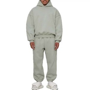 Ensemble de pantalons de survêtement à capuche en coton épais pour hommes Survêtement essentiel surdimensionné personnalisé OEM Survêtement en molleton avec logo Ensembles de jogging - Product Image 6