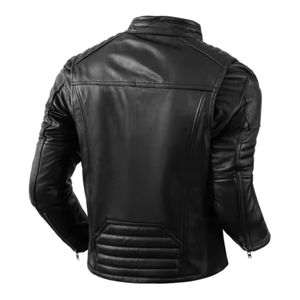 Veste en cuir noir pour homme avec col montant et manches longues, service OEM 2026 – Veste en toile pour homme - Product Image 2