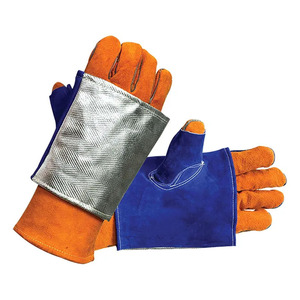 Guantes de soldadura de cuero de vaca de aluminio, guantes de soldadura ignífugos resistentes al calor a la abrasión resistentes al calor - Product Image 1