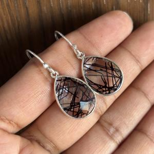 Boucles d'oreilles créoles en laiton rutilé, légères et épaisses, pour femmes, couleur noir et blanc, fils d'oreille pour anniversaires - Product Image 5