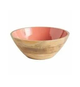 Cuenco de madera con mango, cuenco de servicio multiusos de madera de mango Premium con estampado de esmalte de cerámica para aperitivos, ensaladera de alta calidad - Product Image 5