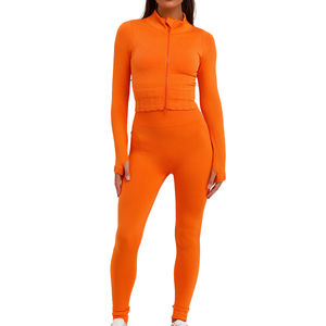 Ensemble de yoga 3 pièces pour femmes, taille plus, vêtements de sport, leggings taille haute, hauts d'entraînement, spandex/polyester, vêtements de sport - Product Image 1