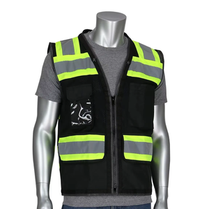 Chaleco de seguridad de color rojo de alta visibilidad con logotipo de cremallera Ropa DE TRABAJO personalizada Chaleco de seguridad rojo reflectante - Product Image 3