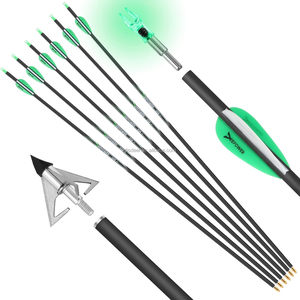 Frecce in Carbonio da 31 Pollici, Confezione da <span class=keywords><strong>6</strong></span> con Punte Luminose e Cucchiaini Luminosi per Arco Compound e Arco Ricurvo, Spine 300 350 400 500 - Product Image 1